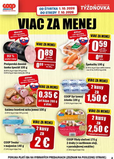 Leták COOP Jednota - COOP Jednota - Vranov nad Topľou od 01.10. do 07.10. - strana 3