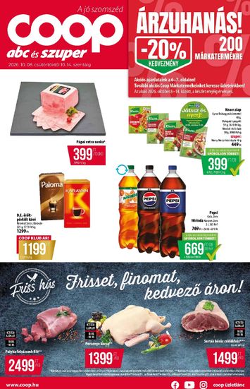 Akciós újság Coop - Coop - Abc-Szuper érvényes 10.08.-tól 10.14.-ig - 1 oldal