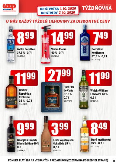 Leták COOP Jednota - COOP Jednota - Vranov nad Topľou od 01.10. do 07.10. - strana 11