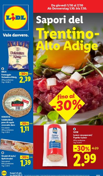 Volantino Lidl - Lidl - Trentino Alto-Adige valido dal 01/10 al 07/10 - pagina 1