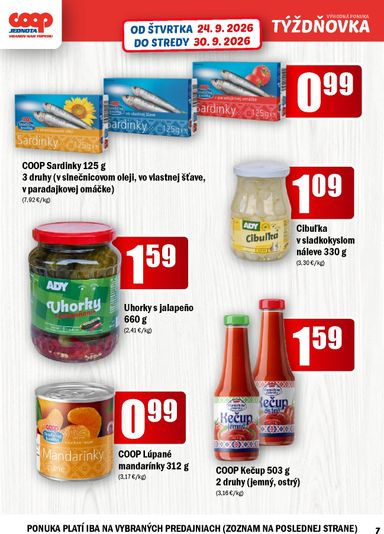 Leták COOP Jednota - COOP Jednota - Vranov nad Topľou od 24.09. do 30.09. - strana 7