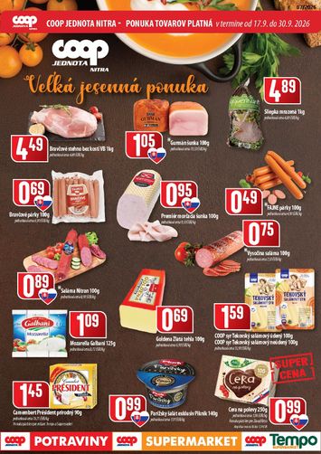 Leták COOP Jednota - COOP Jednota - Nitra od 17.09. do 30.09. - strana 1