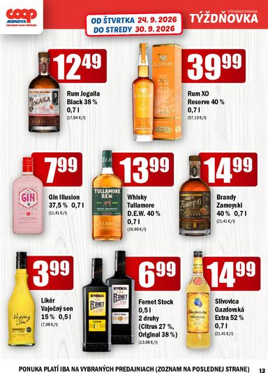Leták COOP Jednota - COOP Jednota - Vranov nad Topľou od 24.09. do 30.09. - strana 13