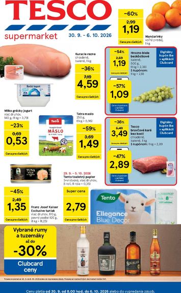 Leták Tesco - Tesco supermarket od 30.09. do 06.10. - strana 1