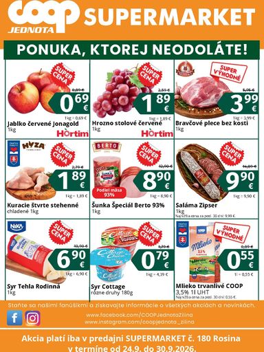 Leták COOP Jednota - Coop Jednota - Supermarket Rosina od 24.09. do 30.09. - strana 2