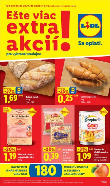 Leták Lidl - Lidl - Ešte viac extra akcií od 28.09. do 04.10. - strana 1