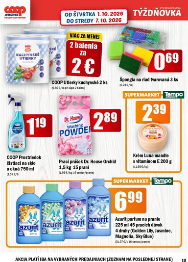 Leták COOP Jednota - COOP Jednota - Vranov nad Topľou od 01.10. do 07.10. - strana 13
