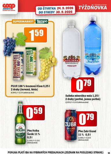 Leták COOP Jednota - COOP Jednota - Vranov nad Topľou od 24.09. do 30.09. - strana 11