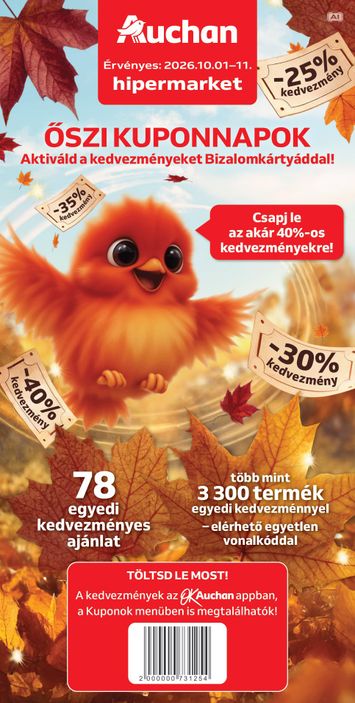 Akciós újság Auchan - Auchan - Őszi kuponnapok érvényes 10.01.-tól 10.11.-ig - 1 oldal