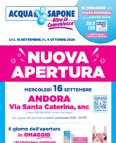 Acqua e Sapone - Nuova Apertura Andora valido da mercoledì 16/09/2026