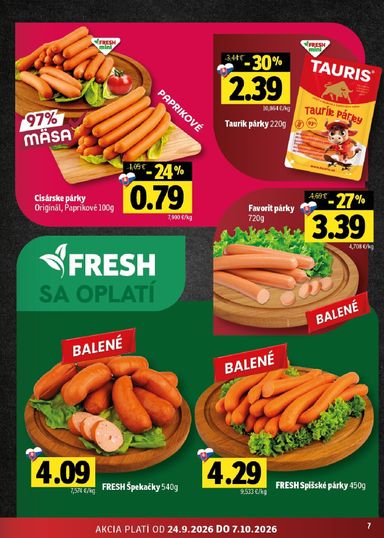 Leták FRESH - Fresh - Stredné a západné Slovensko od 24.09. do 07.10. - strana 7