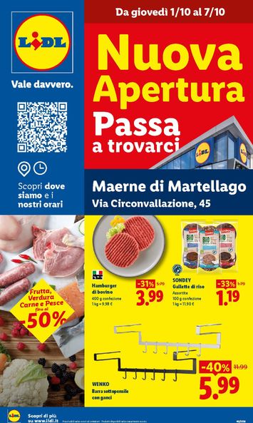 Volantino Lidl - Lidl - Nuova apertura - Maerne di Martellago valido dal 01/10 al 07/10 - pagina 1