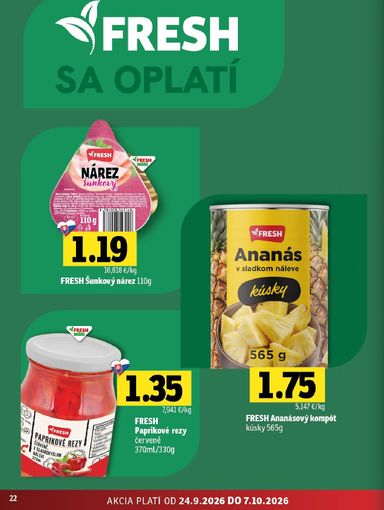 Leták FRESH - Fresh - Východné Slovensko od 24.09. do 07.10. - strana 22