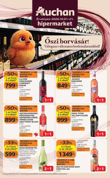 Akciós újság Auchan - Auchan - Bor ajánlataink érvényes 10.01.-tól 10.21.-ig - 1 oldal
