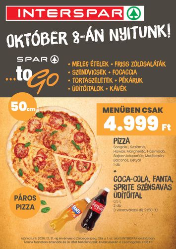 Akciós újság Spar - INTERSPAR toGo - Zalaegerszeg érvényes 10.08.-tól 12.31.-ig - 1 oldal