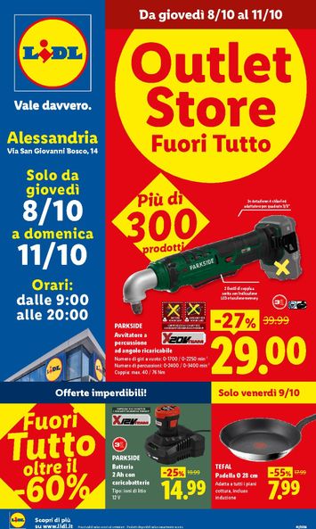 Volantino Lidl - Lidl - Outlet Store Alessandria valido dal 08/10 al 11/10 - pagina 1
