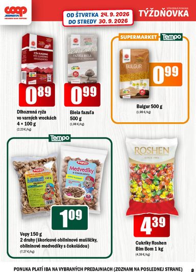 Leták COOP Jednota - COOP Jednota - Vranov nad Topľou od 24.09. do 30.09. - strana 8
