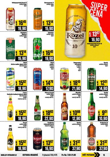 Leták JIP - JIP - Svět potravin - Brno, Ostrava - Hrabová, Praha - Bořanovice, Jilemnice, Karlovy Vary, Olomouc, Pardubice, Zlín, Polička od 07.10. do 13.10. - strana 15