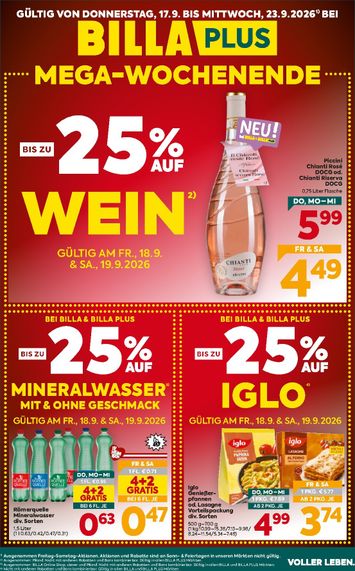 BILLA-Flugblatt - Billa Plus gültig ab 17.09. bis 23.09. - seite 1