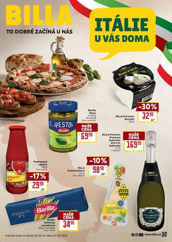 Leták Billa - Billa - Itálie od 30.09. do 20.10. - strana 1