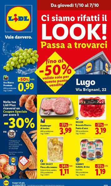 Volantino Lidl - Lidl - Ci siamo rifatti il look! - Lugo valido dal 01/10 al 07/10 - pagina 1