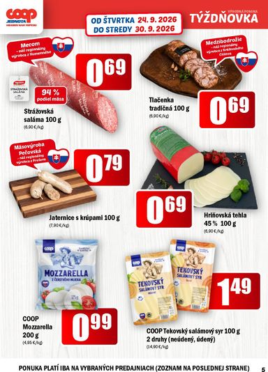Leták COOP Jednota - COOP Jednota - Vranov nad Topľou od 24.09. do 30.09. - strana 5