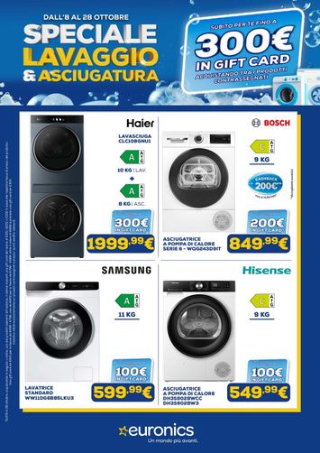 Volantino Euronics - Euronics - Lavaggio & Asciugatura valido dal 08/10 al 28/10 - pagina 1