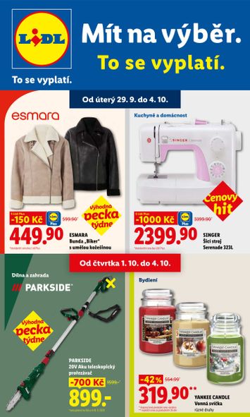 Leták Lidl - Lidl - Spotřební zboží od 29.09. do 04.10. - strana 1