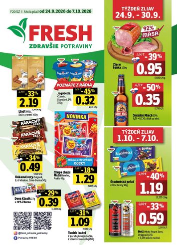 Leták FRESH - Fresh - Stredné a západné Slovensko od 24.09. do 07.10. - strana 1