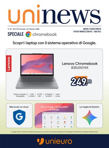 Volantino Unieuro - Unieuro - Speciale Chromebook valido dal 18/09 al 04/10 - pagina 1