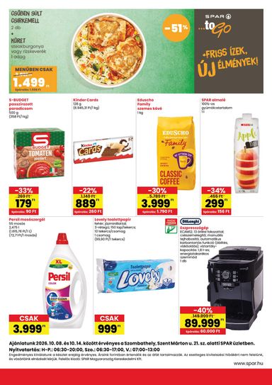 Akciós újság Spar - SPAR - Szombathely üzlet újranyitás érvényes 10.08.-tól 10.14.-ig - 2 oldal