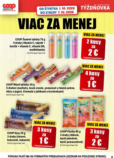 Leták COOP Jednota - COOP Jednota - Vranov nad Topľou od 01.10. do 07.10. - strana 4