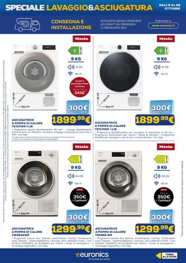 Volantino Euronics - Euronics - Lavaggio & Asciugatura valido dal 08/10 al 28/10 - pagina 8