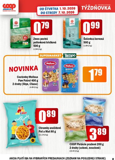 Leták COOP Jednota - COOP Jednota - Vranov nad Topľou od 01.10. do 07.10. - strana 9