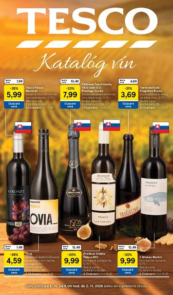 Leták Tesco - Tesco - Katalóg vín od 05.10. do 02.11. - strana 1