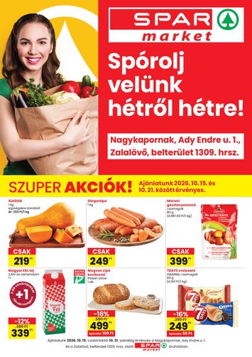 Akciós újság Spar - SPAR market - Nagykapornak, Zalalovő érvényes 10.15.-tól 10.21.-ig - 1 oldal