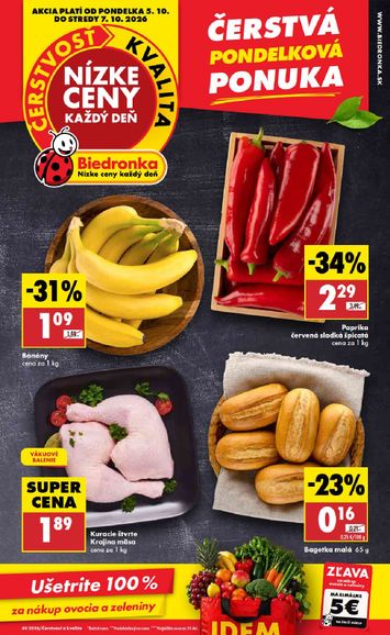 Leták Biedronka - Biedronka - Čerstvá pondelková ponuka od 05.10. do 07.10. - strana 1