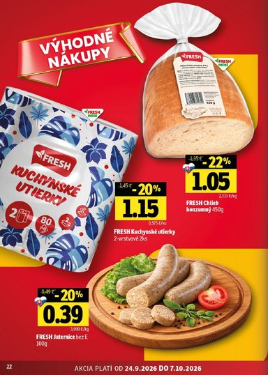 Leták FRESH - Fresh - Stredné a západné Slovensko od 24.09. do 07.10. - strana 22