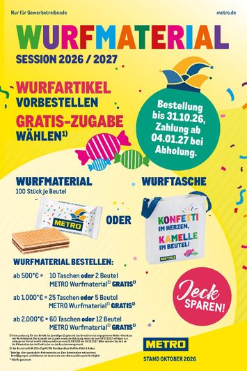 Prospekt METRO - Metro - Wurfmaterial Karneval gültig ab 01.10. bis 31.10. - seite 1