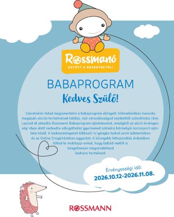 Akciós újság Rossmann - Rossmann - Babaprogram érvényes 10.12.-tól 11.08.-ig - 1 oldal