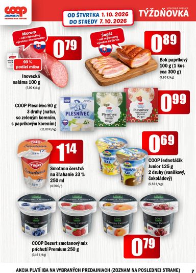 Leták COOP Jednota - COOP Jednota - Vranov nad Topľou od 01.10. do 07.10. - strana 7
