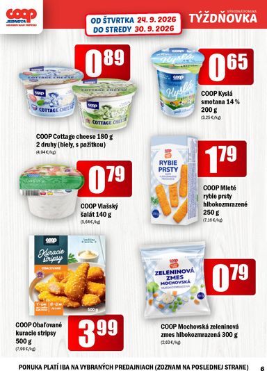 Leták COOP Jednota - COOP Jednota - Vranov nad Topľou od 24.09. do 30.09. - strana 6