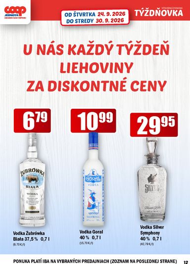 Leták COOP Jednota - COOP Jednota - Vranov nad Topľou od 24.09. do 30.09. - strana 12