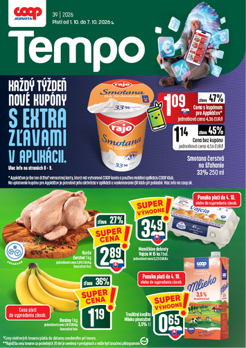 Leták COOP Jednota - COOP Jednota - Tempo od 01.10. do 07.10. - strana 1