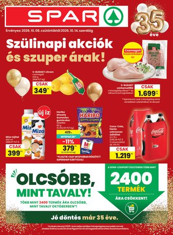 Akciós újság Spar - SPAR érvényes 10.08.-tól 10.14.-ig - 1 oldal