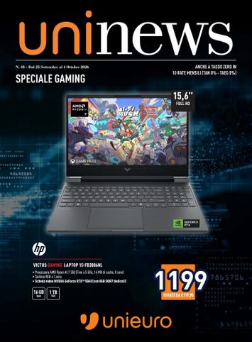 Volantino Unieuro - Unieuro - Speciale Gaming valido dal 25/09 al 04/10 - pagina 1
