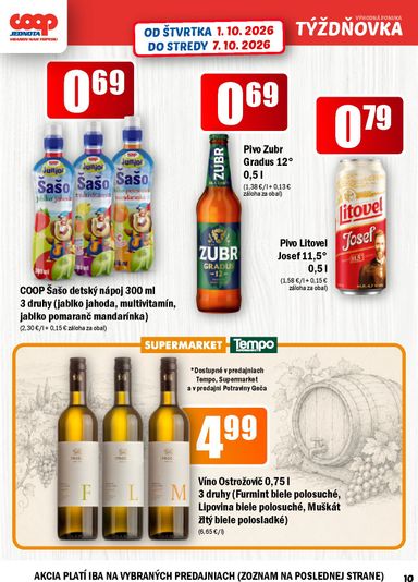 Leták COOP Jednota - COOP Jednota - Vranov nad Topľou od 01.10. do 07.10. - strana 10
