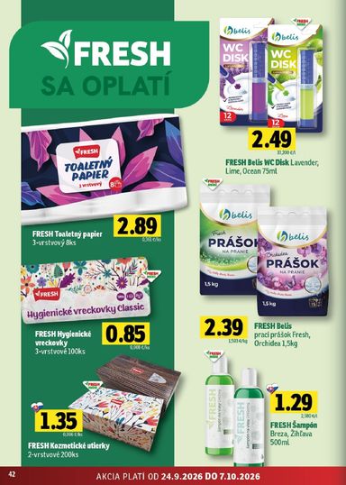 Leták FRESH - Fresh - Východné Slovensko od 24.09. do 07.10. - strana 42