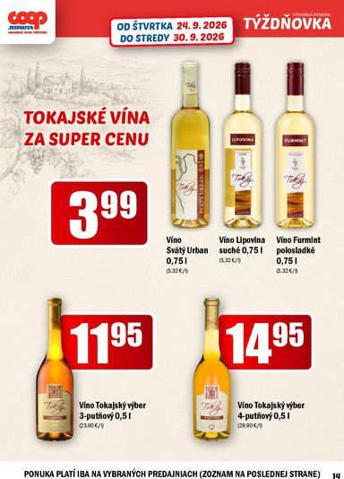 Leták COOP Jednota - COOP Jednota - Vranov nad Topľou od 24.09. do 30.09. - strana 14