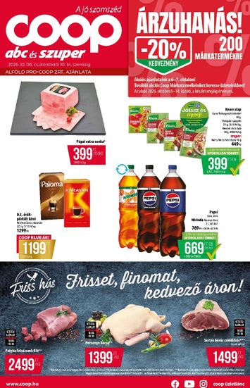Akciós újság Coop - Coop - Alföld - Abc-Szuper érvényes 10.08.-tól 10.14.-ig - 1 oldal